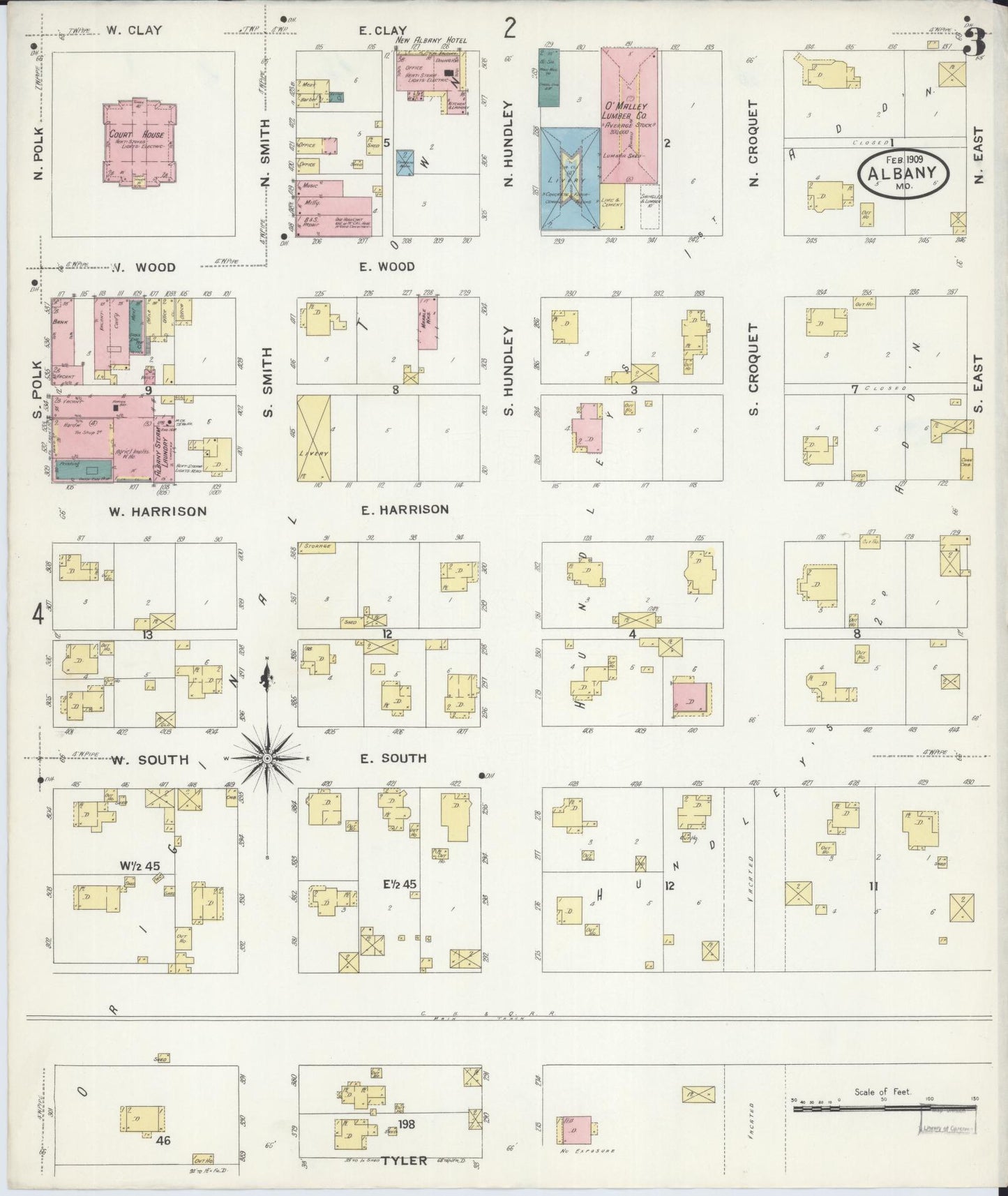 Sanborn Fire Insurance Map from Albany, Gentry County, Missouri (1909), Sheet #0003 - Complete Map Set gallery image, historic Sanborn map, vintage wall art, Missouri Missouri
