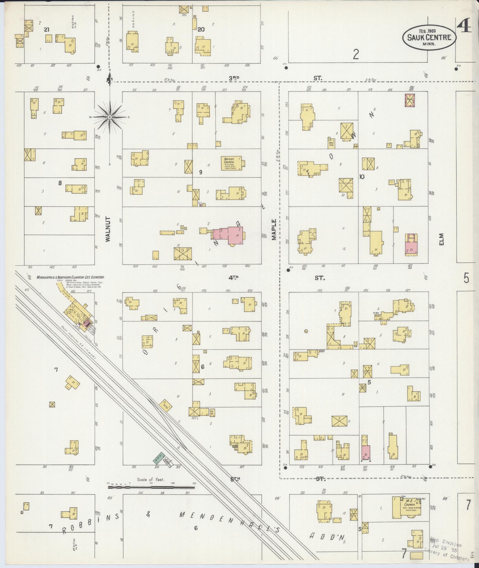 Sanborn Fire Insurance Map from Sauk Centre, Stearns County, Minnesota (1903), Sheet #0004 - Complete Map Set gallery image, historic Sanborn map, vintage wall art, Minnesota Minnesota