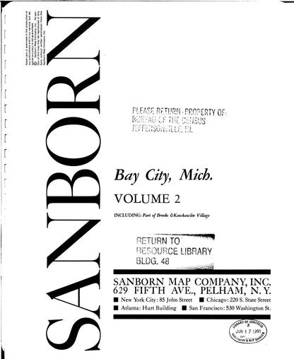 Sanborn Fire Insurance Map from Bay City, Bay County, Michigan (1963), Sheet #0001 - Historic Sanborn Fire Insurance Map Print, vintage old map wall art, antique decor, genealogy gift, Michigan Michigan map