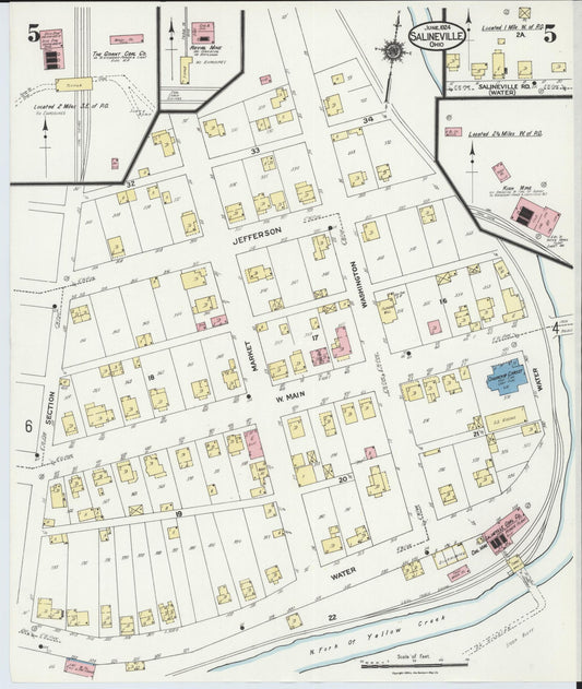 Sanborn Fire Insurance Map from Salineville, Columbiana County, Ohio (1924), Sheet #0005 - Historic Sanborn Fire Insurance Map Print, vintage old map wall art, antique decor, genealogy gift, Ohio Ohio map