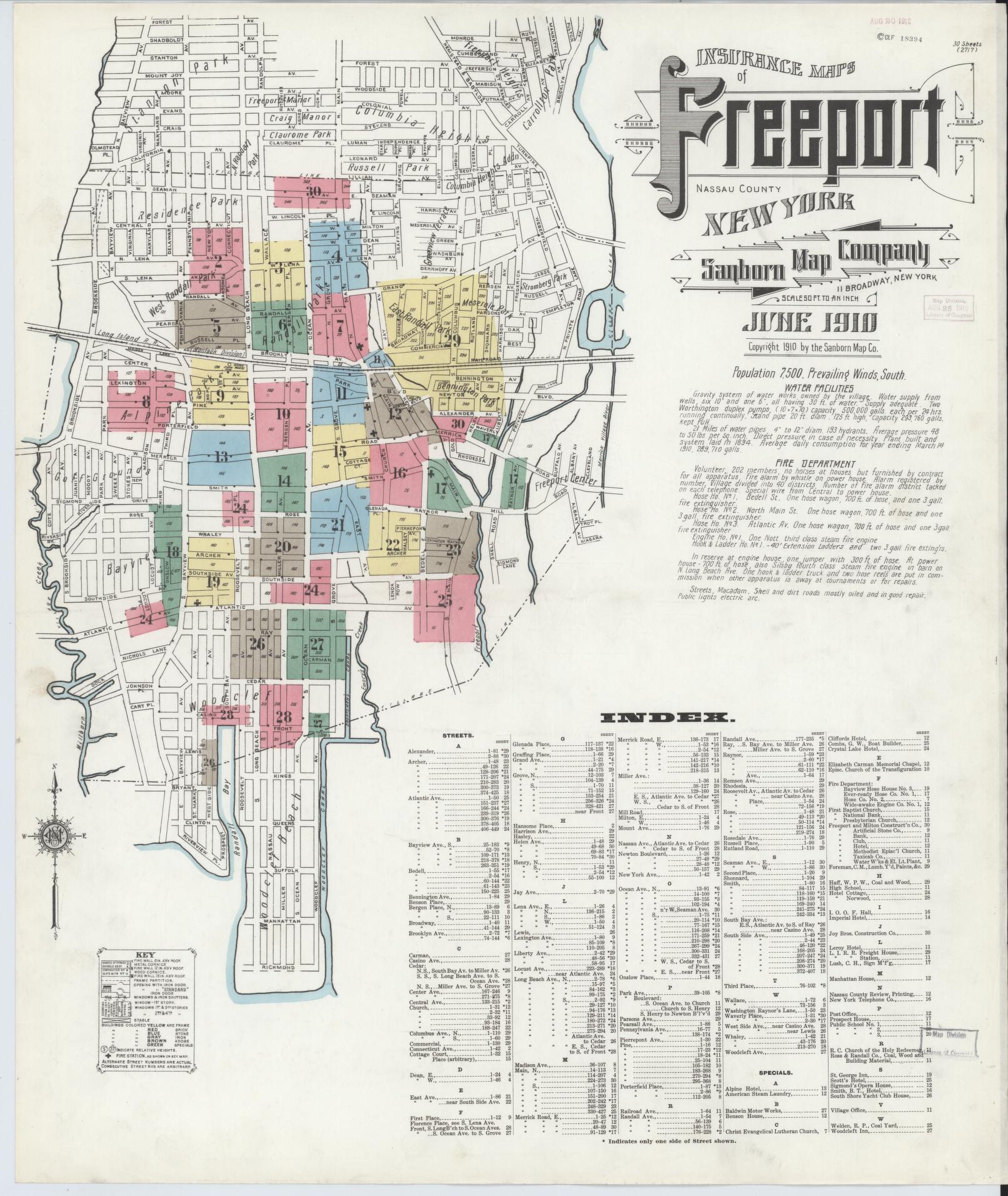 Sanborn Fire Insurance Map from Freeport, Nassau County, New York. (1910) – Historic Sanborn Fire Insurance Map Print