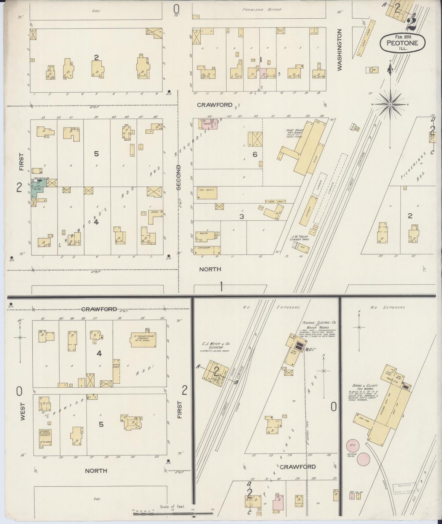 Sanborn Fire Insurance Map from Peotone, Will County, Illinois (1898), Sheet #0002 - Historic Sanborn Fire Insurance Map Print, vintage old map wall art, antique decor, genealogy gift, Illinois Illinois map