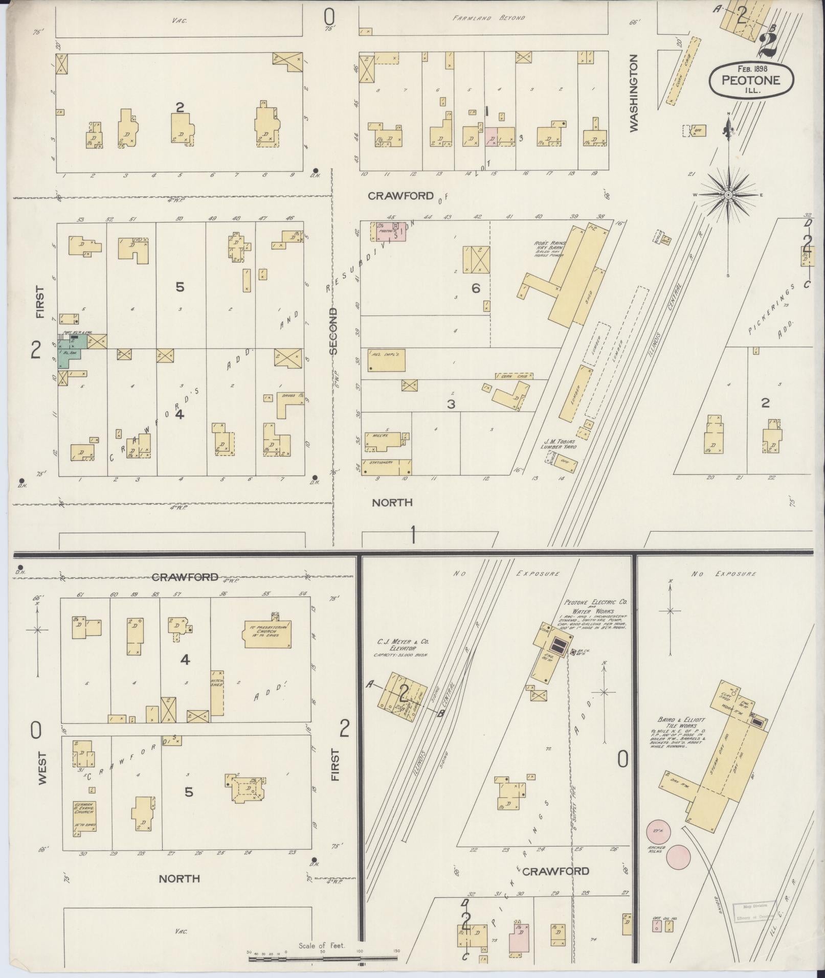 Sanborn Fire Insurance Map from Peotone, Will County, Illinois (1898), Sheet #0002 - Historic Sanborn Fire Insurance Map Print, vintage old map wall art, antique decor, genealogy gift, Illinois Illinois map