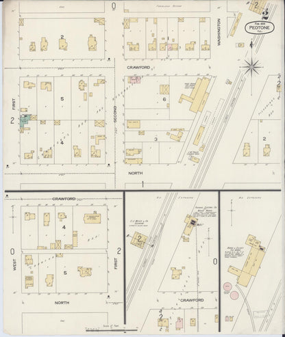 Sanborn Fire Insurance Map from Peotone, Will County, Illinois (1898), Sheet #0002 - Historic Sanborn Fire Insurance Map Print, vintage old map wall art, antique decor, genealogy gift, Illinois Illinois map
