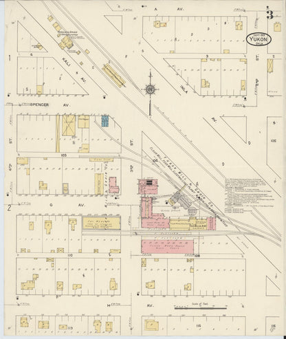 Sanborn Fire Insurance Map from Yukon, Canadian County, Oklahoma (1913), Sheet #0003 - Complete Map Set gallery image, historic Sanborn map, vintage wall art, Oklahoma Oklahoma