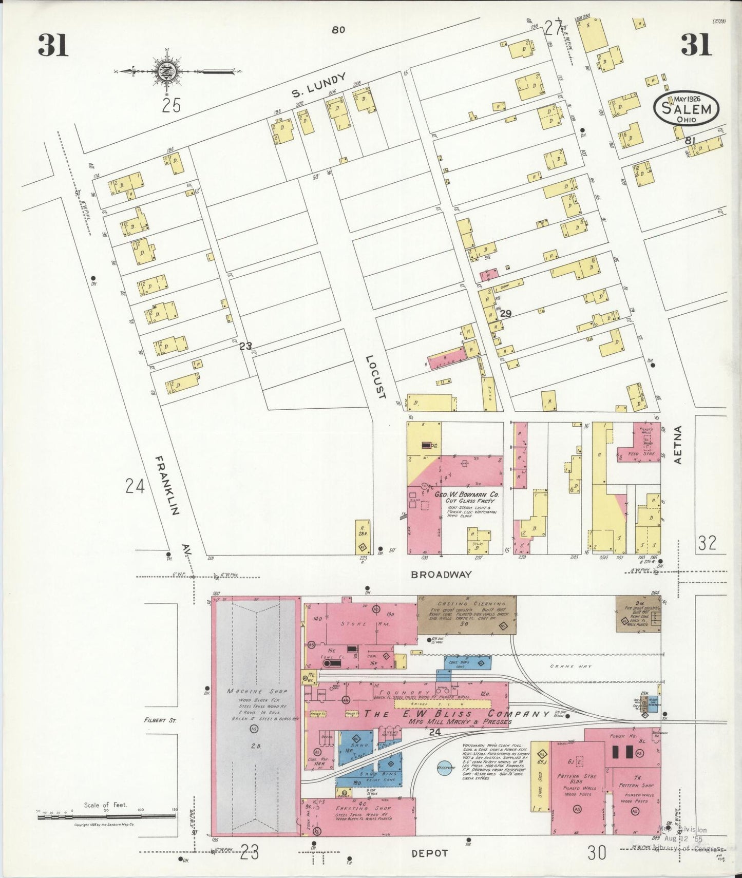 Sanborn Fire Insurance Map from Salem, Columbiana County, Ohio (1926), Sheet #0031 - Complete Map Set gallery image, historic Sanborn map, vintage wall art, Ohio Ohio