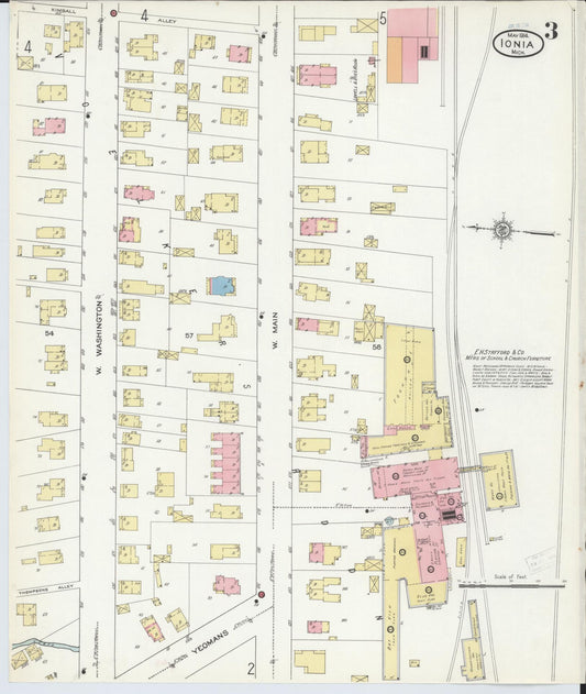 Sanborn Fire Insurance Map from Ionia, Ionia County, Michigan (1914), Sheet #0003 - Historic Sanborn Fire Insurance Map Print, vintage old map wall art, antique decor, genealogy gift, Michigan Michigan map