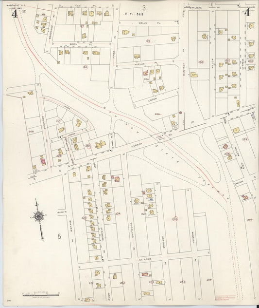 Sanborn Fire Insurance Map from Wantagh, Nassau County, New York (1942), Sheet #0004 - Historic Sanborn Fire Insurance Map Print, vintage old map wall art, antique decor, genealogy gift, New York New York map