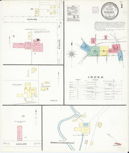 Sanborn Fire Insurance Map from Newark, New Castle County, Delaware (1907), Sheet #0001 - Complete Map Set gallery image, historic Sanborn map, vintage wall art, Delaware Delaware