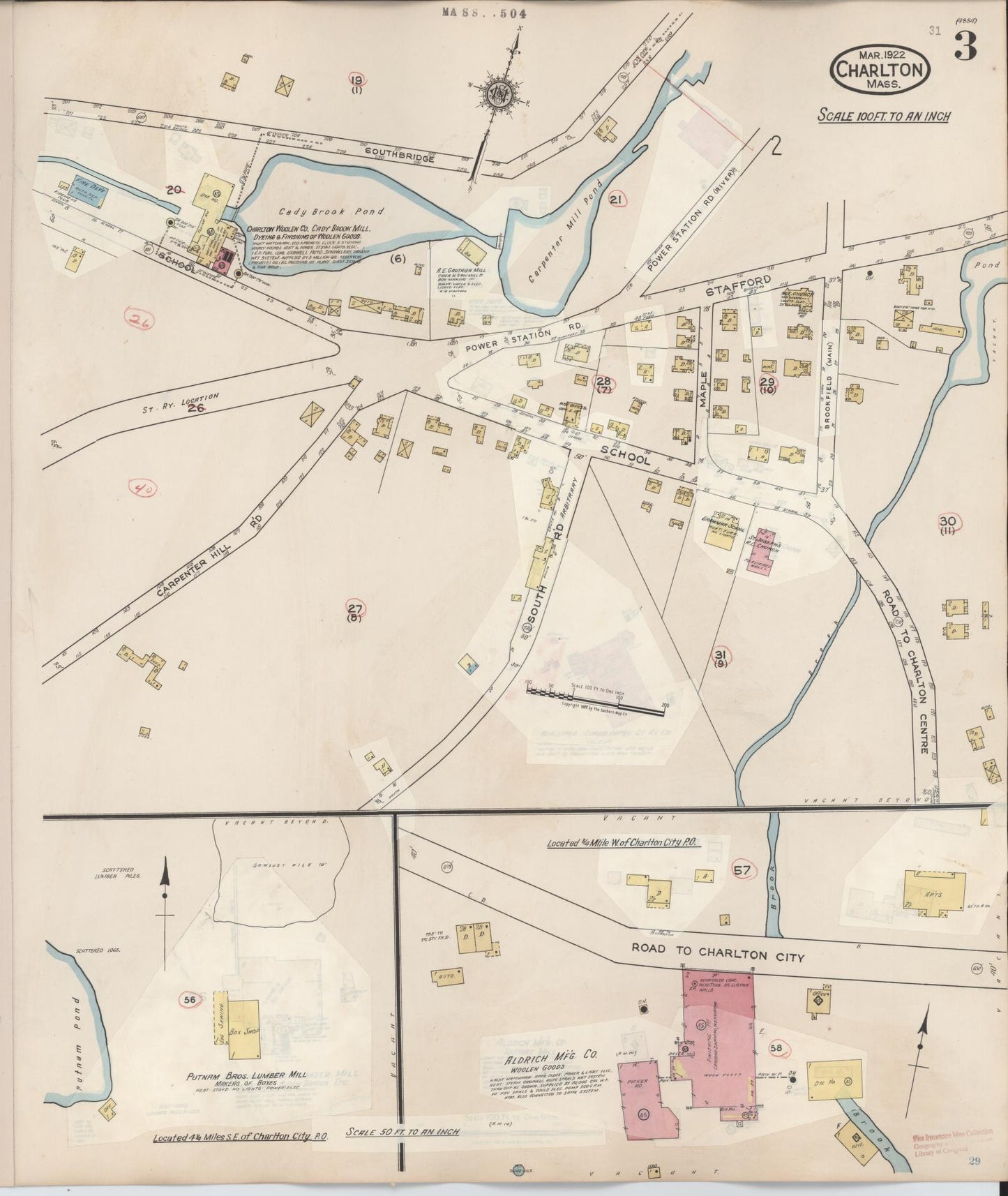 Sanborn Fire Insurance Map from Charlton, Worcester County, Massachusetts (1945), Sheet #0003 - Complete Map Set gallery image, historic Sanborn map, vintage wall art, Massachusetts Massachusetts