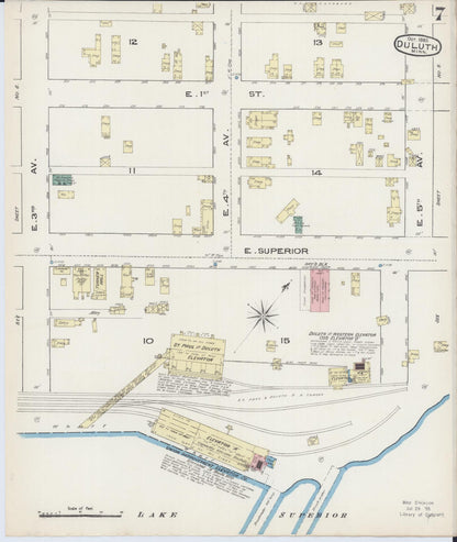 Sanborn Fire Insurance Map from Duluth, Saint Louis County, Minnesota (1885), Sheet #0007 - Historic Sanborn Fire Insurance Map Print, vintage old map wall art, antique decor, genealogy gift, Minnesota Minnesota map