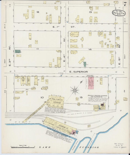 Sanborn Fire Insurance Map from Duluth, Saint Louis County, Minnesota (1885), Sheet #0007 - Historic Sanborn Fire Insurance Map Print, vintage old map wall art, antique decor, genealogy gift, Minnesota Minnesota map