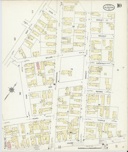 Sanborn Fire Insurance Map from Auburn, Androscoggin County, Maine (1914), Sheet #0010 - Historic Sanborn Fire Insurance Map Print, vintage old map wall art, antique decor, genealogy gift, Maine Maine map