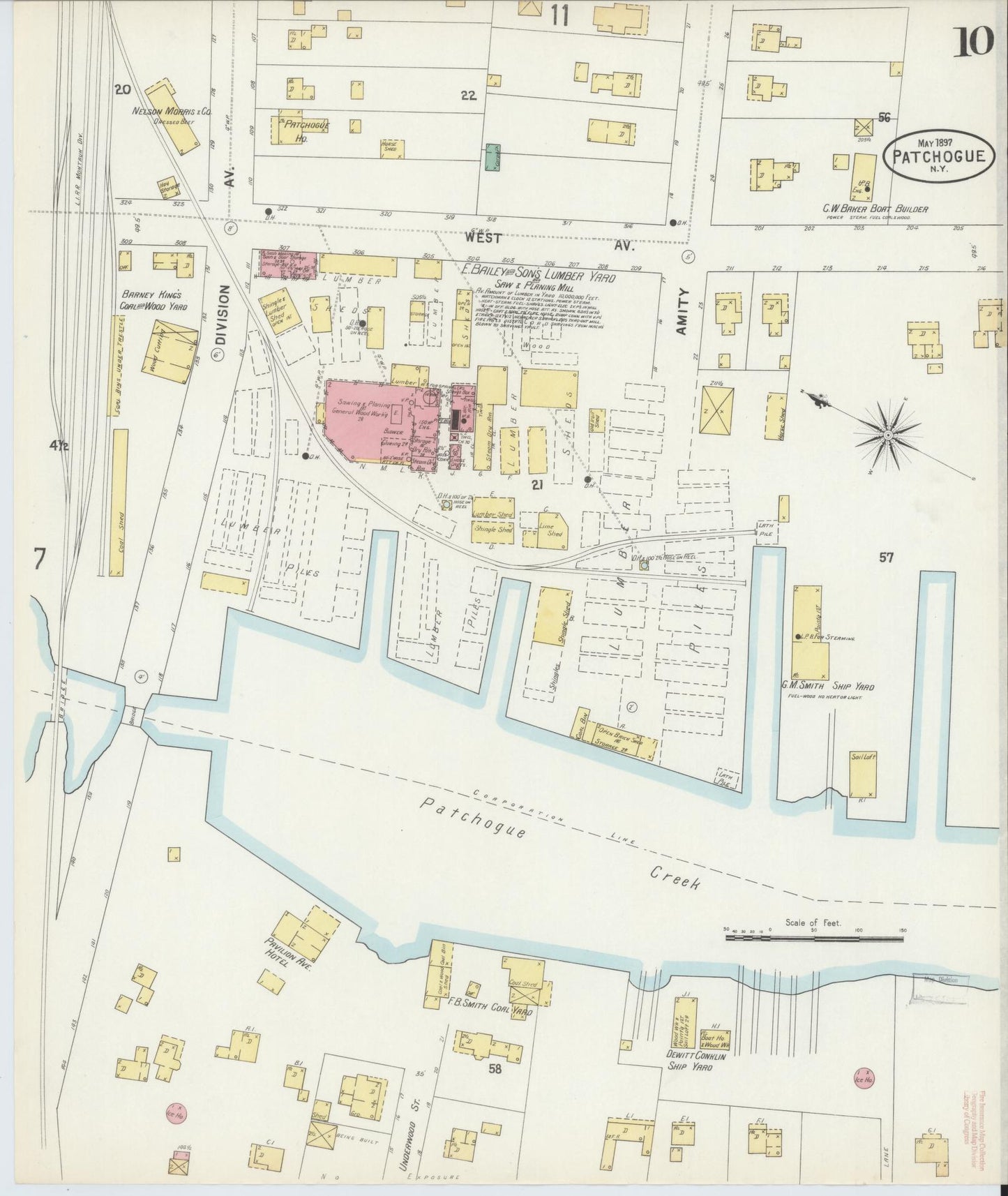 Sanborn Fire Insurance Map from Patchogue, Suffolk County, New York (1897), Sheet #0010 - Complete Map Set gallery image, historic Sanborn map, vintage wall art, New York New York