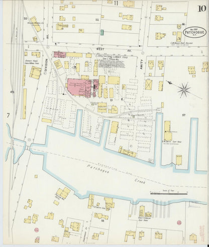 Sanborn Fire Insurance Map from Patchogue, Suffolk County, New York (1897), Sheet #0010 - Complete Map Set gallery image, historic Sanborn map, vintage wall art, New York New York