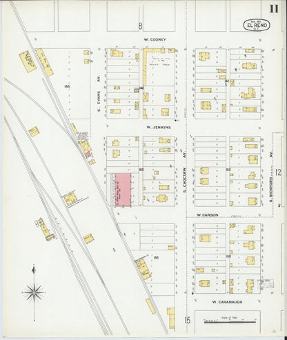 Sanborn Fire Insurance Map from El Reno, Canadian County, Oklahoma (1901), Sheet #0011 - Complete Map Set gallery image, historic Sanborn map, vintage wall art, Oklahoma Oklahoma