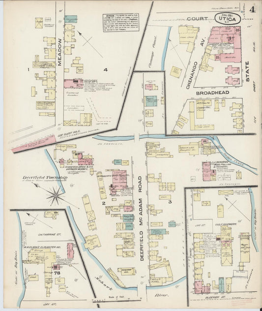 Sanborn Fire Insurance Map from Utica, Oneida County, New York (1884), Sheet #0004 - Historic Sanborn Fire Insurance Map Print, vintage old map wall art, antique decor, genealogy gift, New York New York map
