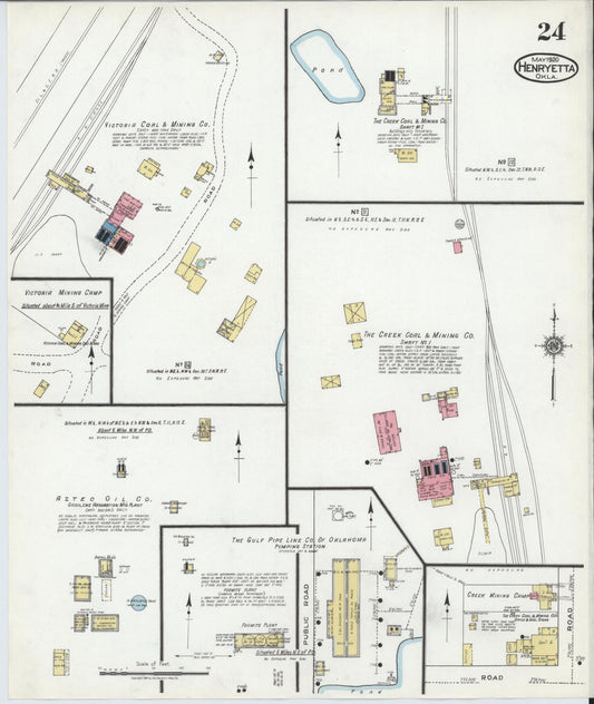 Sanborn Fire Insurance Map from Henryetta, Okmulgee County, Oklahoma (1920), Sheet #0024 - Historic Sanborn Fire Insurance Map Print, vintage old map wall art, antique decor, genealogy gift, Oklahoma Oklahoma map