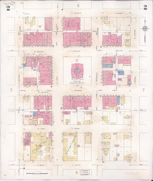 Sanborn Fire Insurance Map from Sullivan, Moultrie County, Illinois (1940), Sheet #0002 - Historic Sanborn Fire Insurance Map Print, vintage old map wall art, antique decor, genealogy gift, Illinois Illinois map