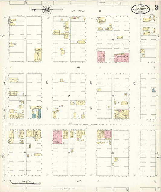 Sanborn Fire Insurance Map from Anacortes, Skagit County, Washington (1897), Sheet #0003 - Historic Sanborn Fire Insurance Map Print, vintage old map wall art, antique decor, genealogy gift, Washington Washington map
