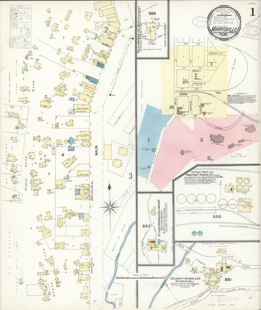 Sanborn Fire Insurance Map from Marysville, Lewis And Clark County, Montana (1897), Sheet #0001 - Complete Map Set gallery image, historic Sanborn map, vintage wall art, Montana Montana