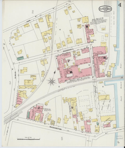 Sanborn Fire Insurance Map from South Norwalk, Fairfield County, Connecticut (1895), Sheet #0004 - Historic Sanborn Fire Insurance Map Print, vintage old map wall art, antique decor, genealogy gift, Connecticut Connecticut map