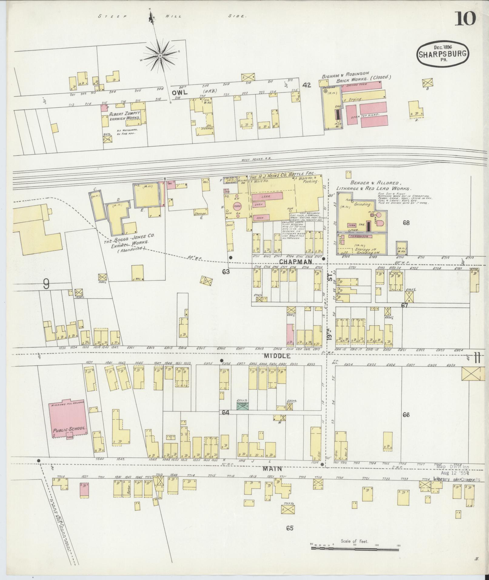 Sanborn Fire Insurance Map from Sharpsburg, Allegheny County, Pennsylvania (1896), Sheet #0010 - Complete Map Set gallery image, historic Sanborn map, vintage wall art, Pennsylvania Pennsylvania