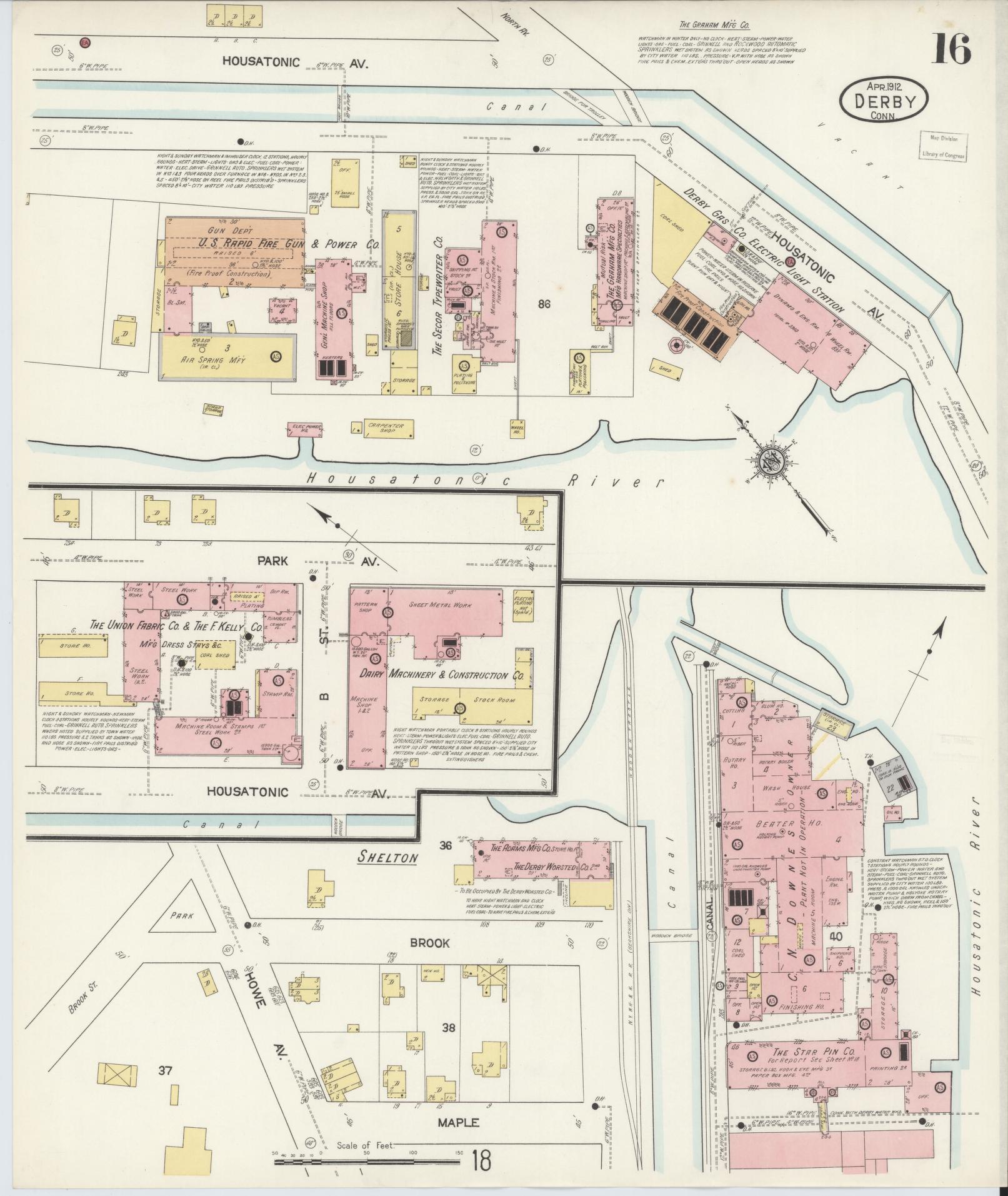 Sanborn Fire Insurance Map from Derby, New Haven County, Connecticut (1912), Sheet #0016 - Complete Map Set gallery image, historic Sanborn map, vintage wall art, Connecticut Connecticut