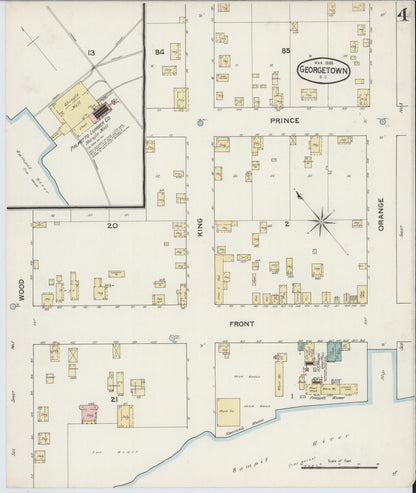 Sanborn Fire Insurance Map from Georgetown, Georgetown County, South Carolina (1888), Sheet #0004 - Complete Map Set gallery image, historic Sanborn map, vintage wall art, South Carolina South Carolina
