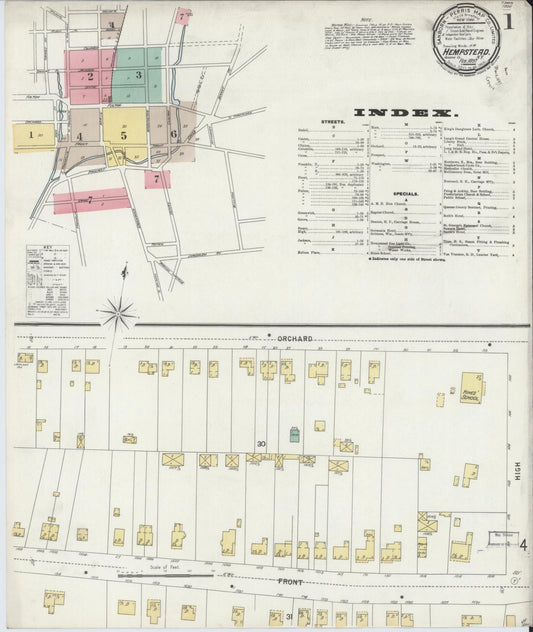 Sanborn Fire Insurance Map from Hempstead, Nassau County, New York (1897), Sheet #0001 - Complete Map Set gallery image, historic Sanborn map, vintage wall art, New York New York