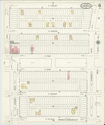 Sanborn Fire Insurance Map from Long Beach, Nassau County, New York (1914), Sheet #0008 - Complete Map Set gallery image, historic Sanborn map, vintage wall art, New York New York
