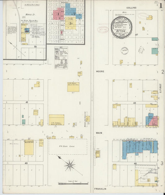 Sanborn Fire Insurance Map from Afton, Ottawa County, Oklahoma (1898), Sheet #0001 - Historic Sanborn Fire Insurance Map Print, vintage old map wall art, antique decor, genealogy gift, Oklahoma Oklahoma map