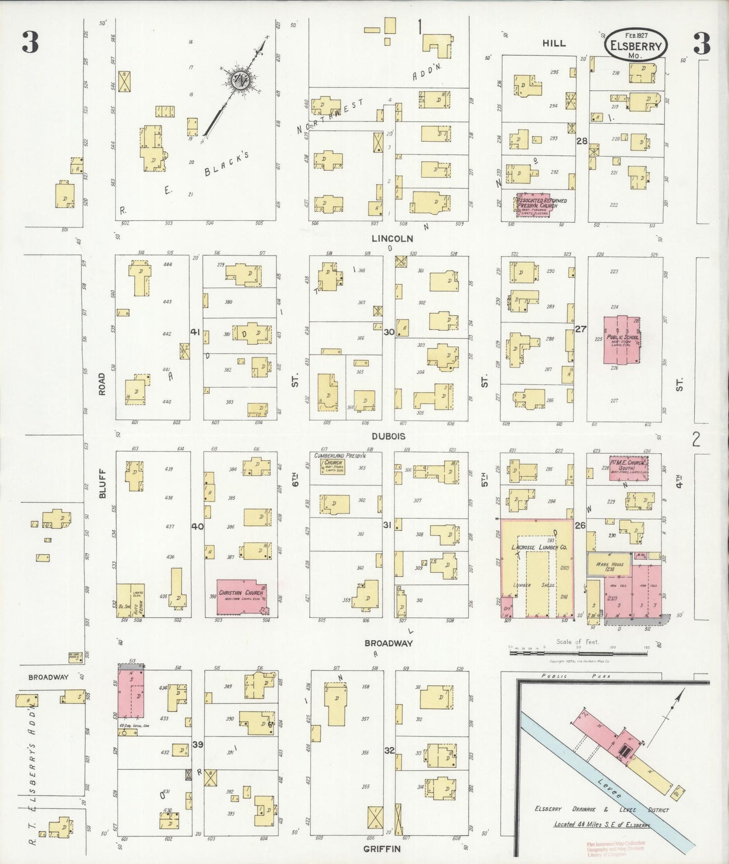 Sanborn Fire Insurance Map from Elsberry, Lincoln County, Missouri (1927), Sheet #0003 - Historic Sanborn Fire Insurance Map Print, vintage old map wall art, antique decor, genealogy gift, Missouri Missouri map