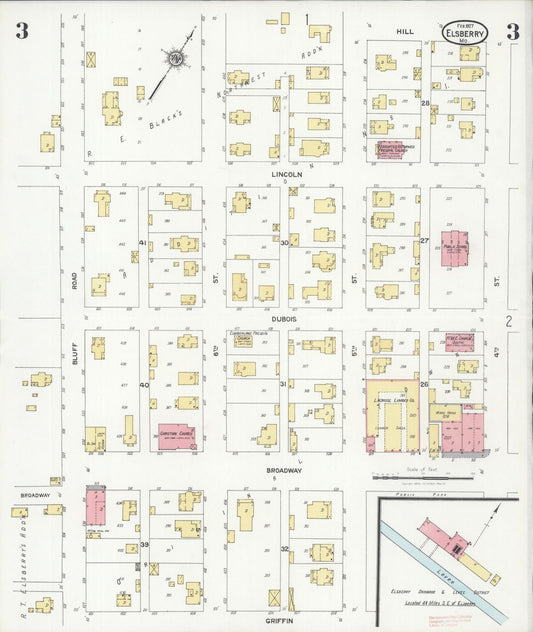 Sanborn Fire Insurance Map from Elsberry, Lincoln County, Missouri (1927), Sheet #0003 - Historic Sanborn Fire Insurance Map Print, vintage old map wall art, antique decor, genealogy gift, Missouri Missouri map