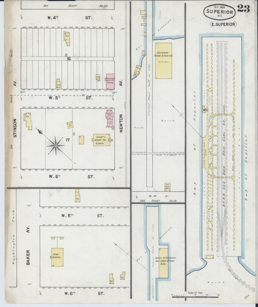 Sanborn Fire Insurance Map from Superior, Douglas County, Wisconsin (1887), Sheet #0023 - Historic Sanborn Fire Insurance Map Print, vintage old map wall art, antique decor, genealogy gift, Wisconsin Wisconsin map