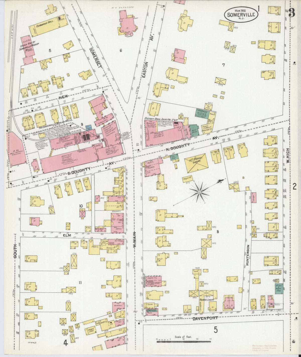 Sanborn Fire Insurance Map from Somerville, Somerset County, New Jersey (1902), Sheet #0003 - Complete Map Set gallery image, historic Sanborn map, vintage wall art, New Jersey New Jersey