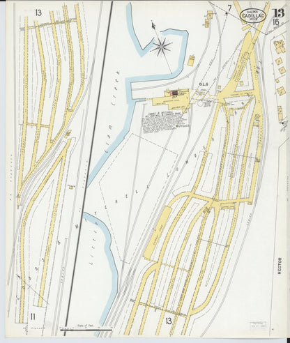 Sanborn Fire Insurance Map from Cadillac, Wexford County, Michigan (1900), Sheet #0013 - Historic Sanborn Fire Insurance Map Print, vintage old map wall art, antique decor, genealogy gift, Michigan Michigan map