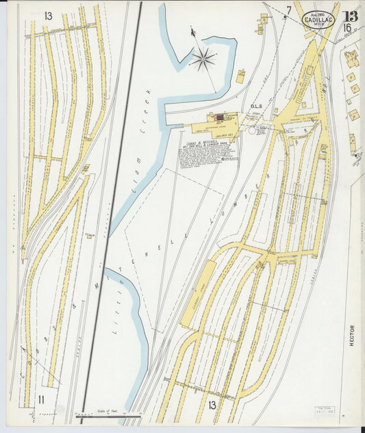 Sanborn Fire Insurance Map from Cadillac, Wexford County, Michigan (1900), Sheet #0013 - Historic Sanborn Fire Insurance Map Print, vintage old map wall art, antique decor, genealogy gift, Michigan Michigan map