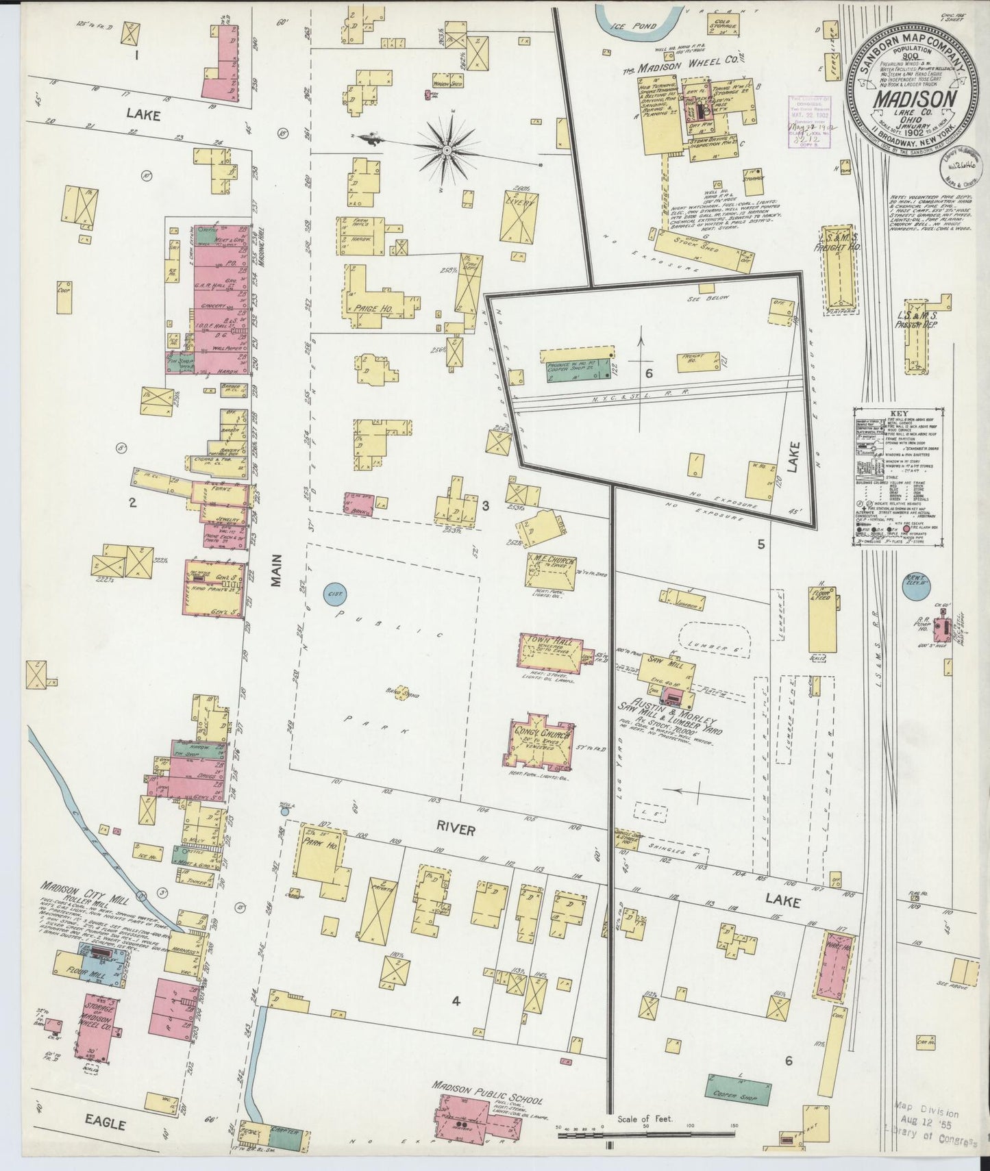 Sanborn Fire Insurance Map from Madison, Lake County, Ohio (1902), Sheet #0001 - Historic Sanborn Fire Insurance Map Print, vintage old map wall art, antique decor, genealogy gift, Ohio Ohio map