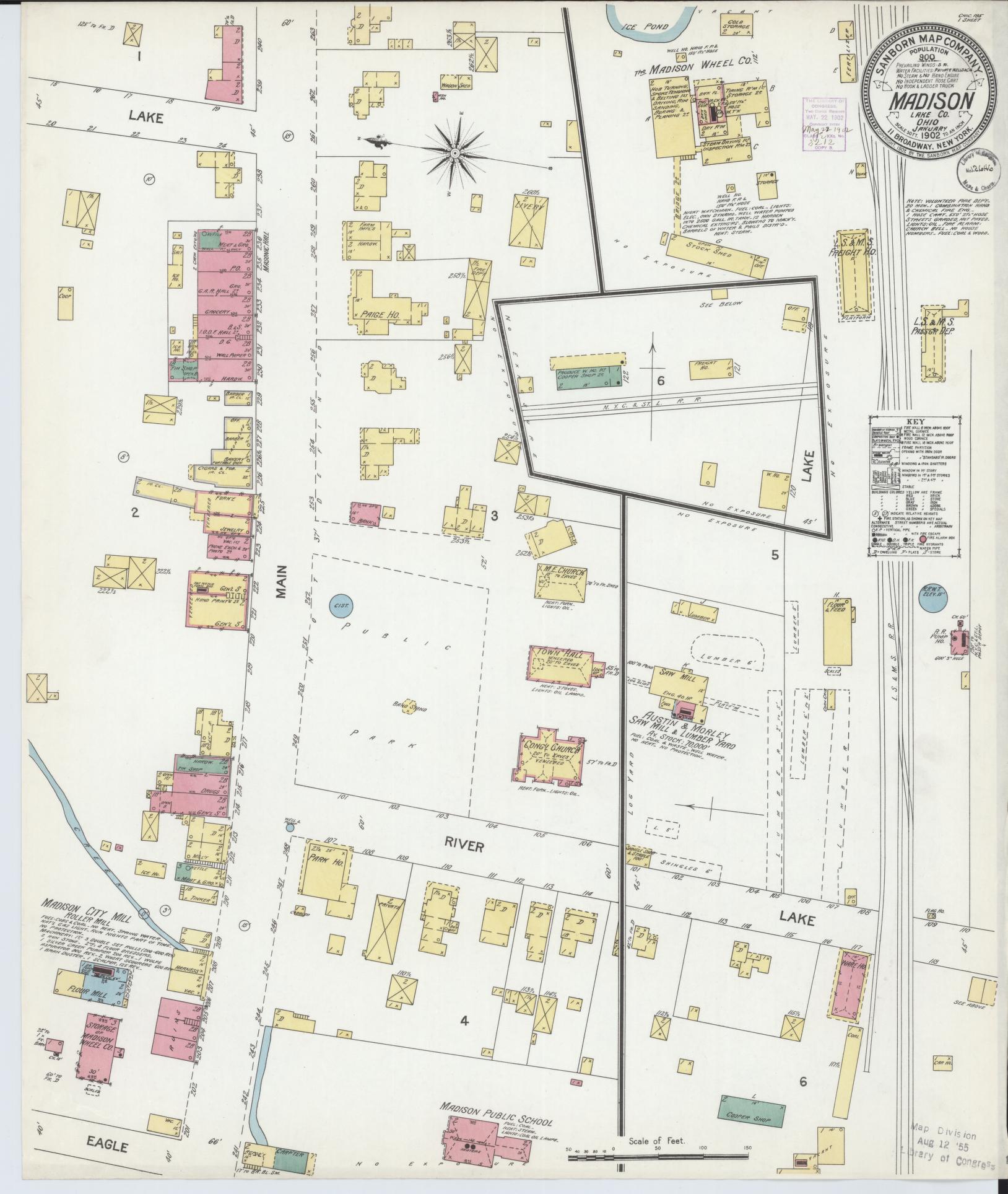 Sanborn Fire Insurance Map from Madison, Lake County, Ohio (1902), Sheet #0001 - Historic Sanborn Fire Insurance Map Print, vintage old map wall art, antique decor, genealogy gift, Ohio Ohio map