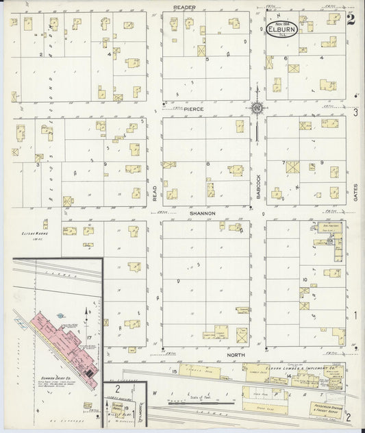 Sanborn Fire Insurance Map from Elburn, Kane County, Illinois (1914), Sheet #0002 - Historic Sanborn Fire Insurance Map Print, vintage old map wall art, antique decor, genealogy gift, Illinois Illinois map