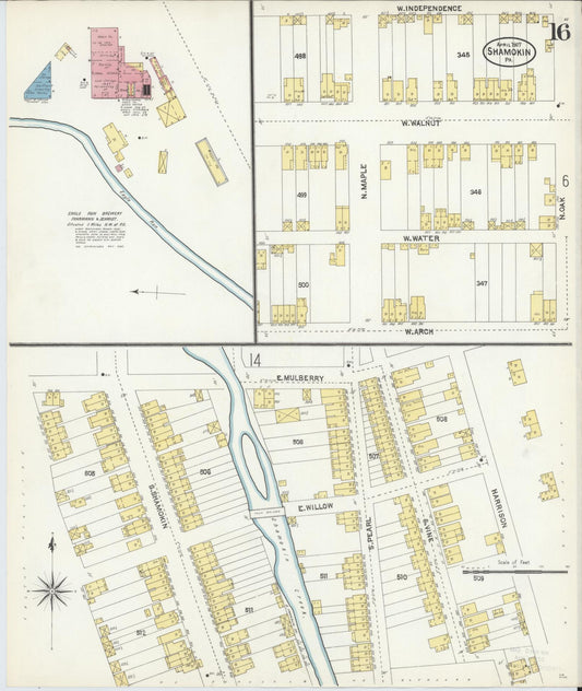 Sanborn Fire Insurance Map from Shamokin, Northumberland County, Pennsylvania (1907), Sheet #0016 - Historic Sanborn Fire Insurance Map Print, vintage old map wall art, antique decor, genealogy gift, Pennsylvania Pennsylvania map