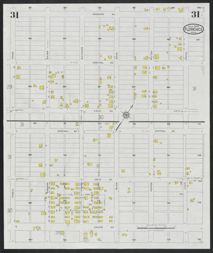 Sanborn Fire Insurance Map from Florence, Lauderdale County, Alabama (1928), Sheet #0031 - Complete Map Set gallery image, historic Sanborn map, vintage wall art, Alabama Alabama