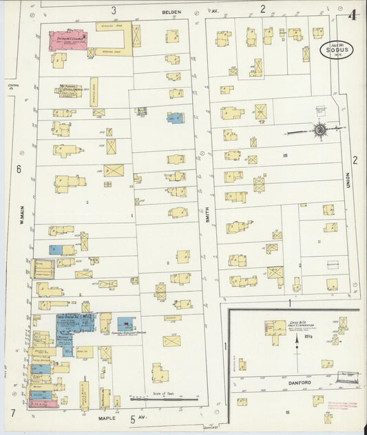 Sanborn Fire Insurance Map from Sodus, Wayne County, New York (1911), Sheet #0004 - Historic Sanborn Fire Insurance Map Print, vintage old map wall art, antique decor, genealogy gift, New York New York map