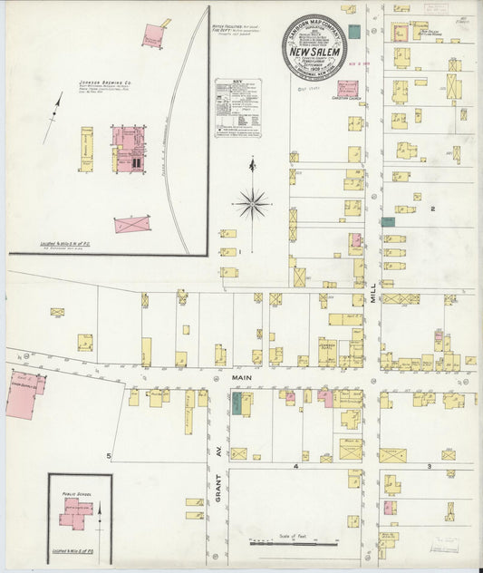 Sanborn Fire Insurance Map from New Salem, Fayette County, Pennsylvania (1909), Sheet #0001 - Historic Sanborn Fire Insurance Map Print, vintage old map wall art, antique decor, genealogy gift, Pennsylvania Pennsylvania map