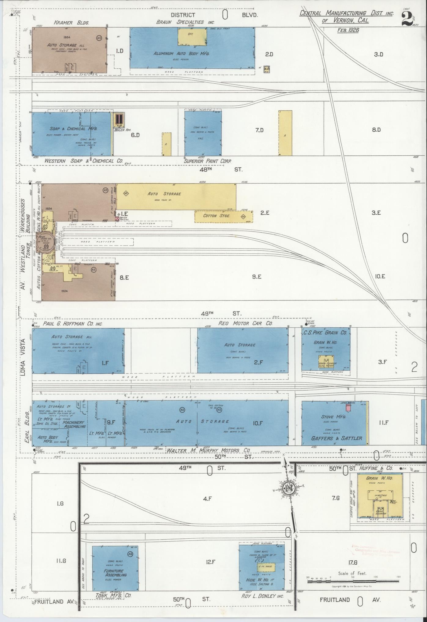 Sanborn Fire Insurance Map from Vernon, Los Angeles County, California (1926), Sheet #0002 - Complete Map Set gallery image, historic Sanborn map, vintage wall art, California California