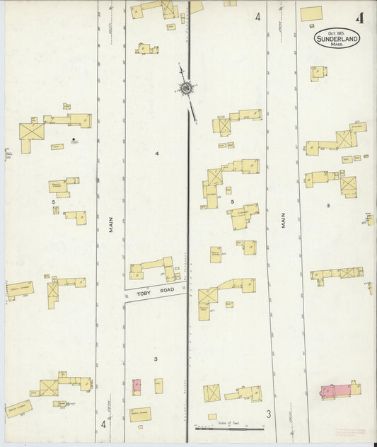 Sanborn Fire Insurance Map from Sunderland, Franklin County, Massachusetts (1915), Sheet #0004 - Historic Sanborn Fire Insurance Map Print, vintage old map wall art, antique decor, genealogy gift, Massachusetts Massachusetts map