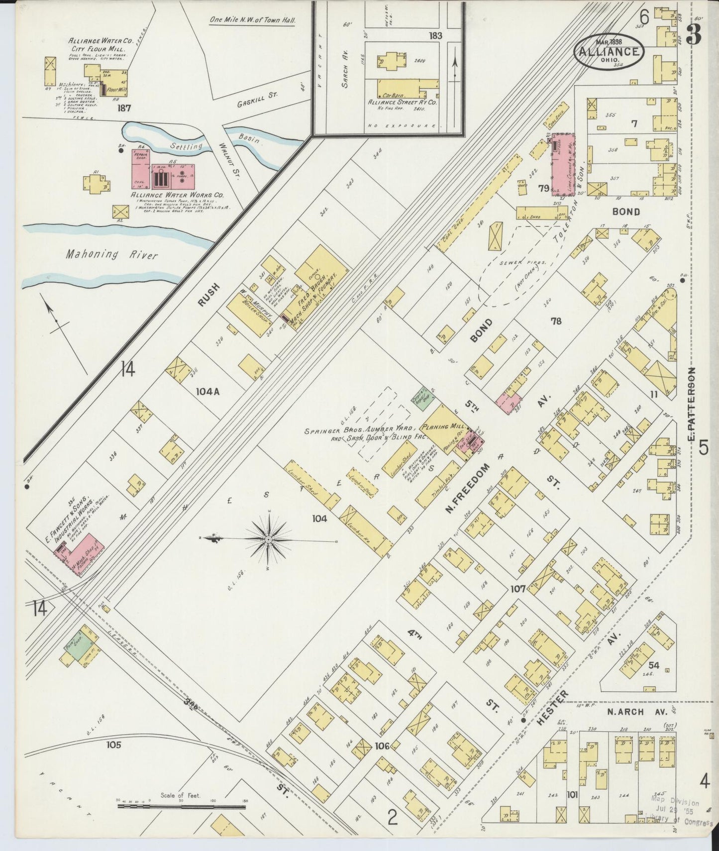Sanborn Fire Insurance Map from Alliance, Stark County, Ohio (1898), Sheet #0003 - Complete Map Set gallery image, historic Sanborn map, vintage wall art, Ohio Ohio