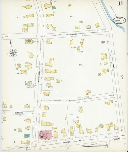 Sanborn Fire Insurance Map from Abington, Plymouth County, Massachusetts (1907), Sheet #0011 - Complete Map Set gallery image, historic Sanborn map, vintage wall art, Massachusetts Massachusetts