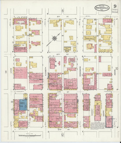 Sanborn Fire Insurance Map from Brownsville, Cameron County, Texas (1919), Sheet #0009 - Complete Map Set gallery image, historic Sanborn map, vintage wall art, Texas Texas
